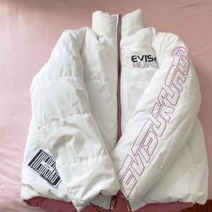 EVISU women's reversible down puffer jacket, size XXS